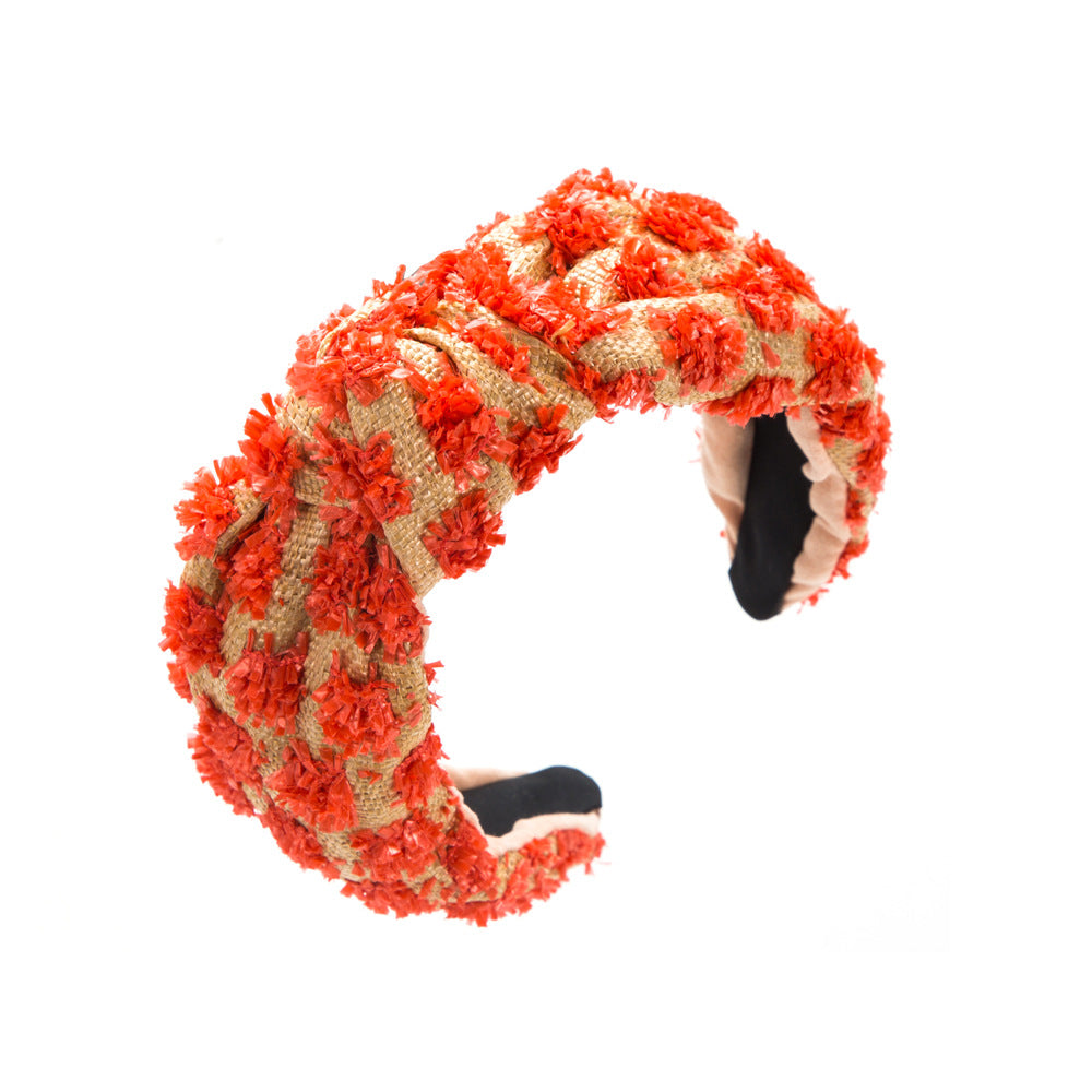 Wholesale Wide Border Braided Flower Fabric Twist Headband